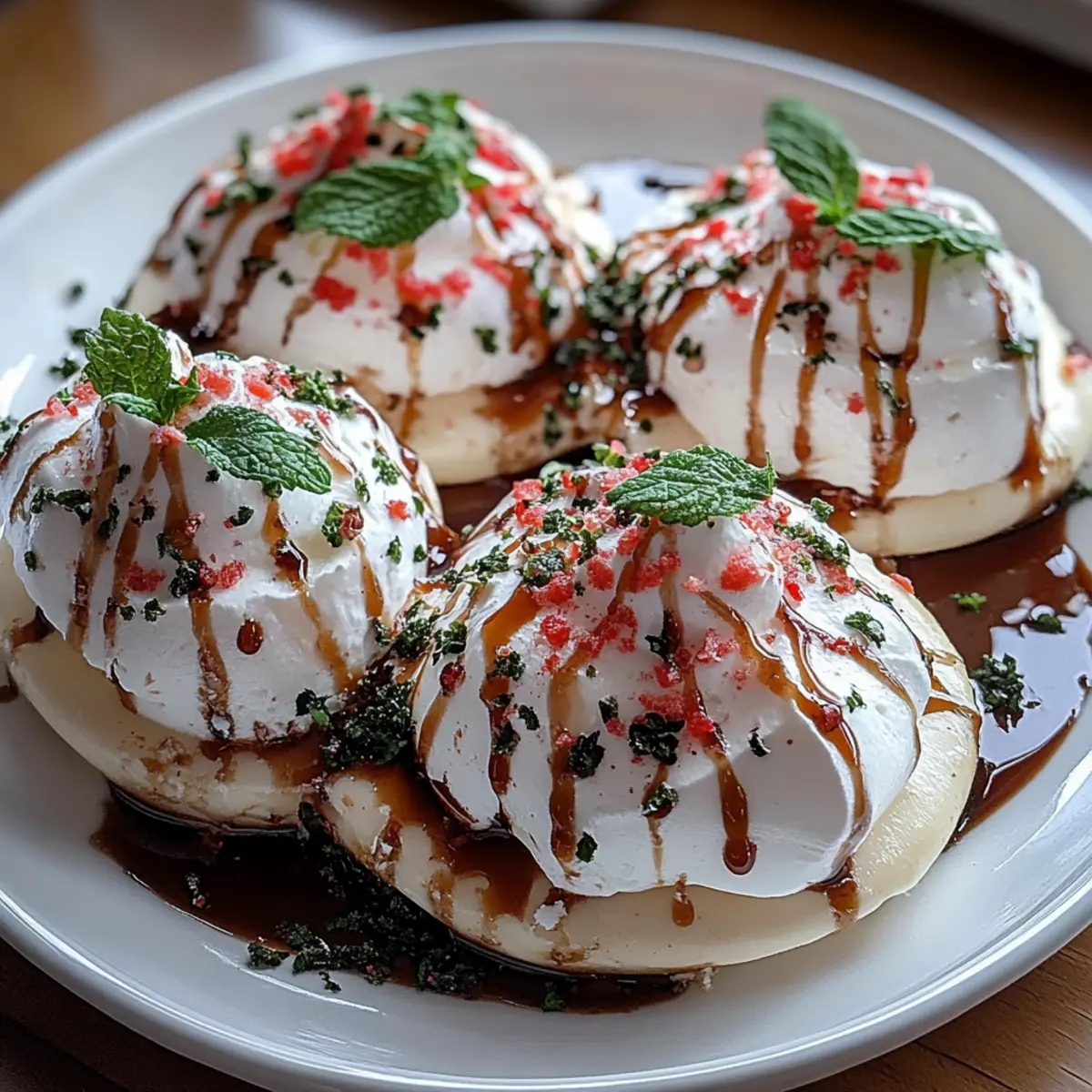 Delicate and Crispy Peppermint Meringues with a Sweet Chocolate Drizzle