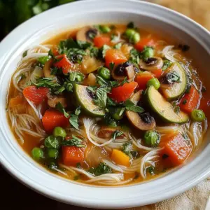 Healing Ginger Garlic Broth with Rice Noodles
