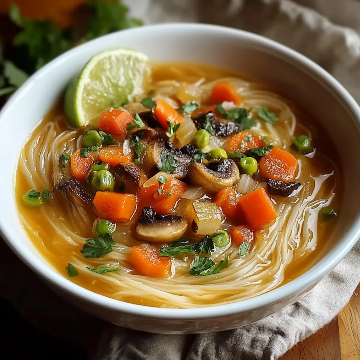 Healing Ginger Garlic Broth with Rice Noodles