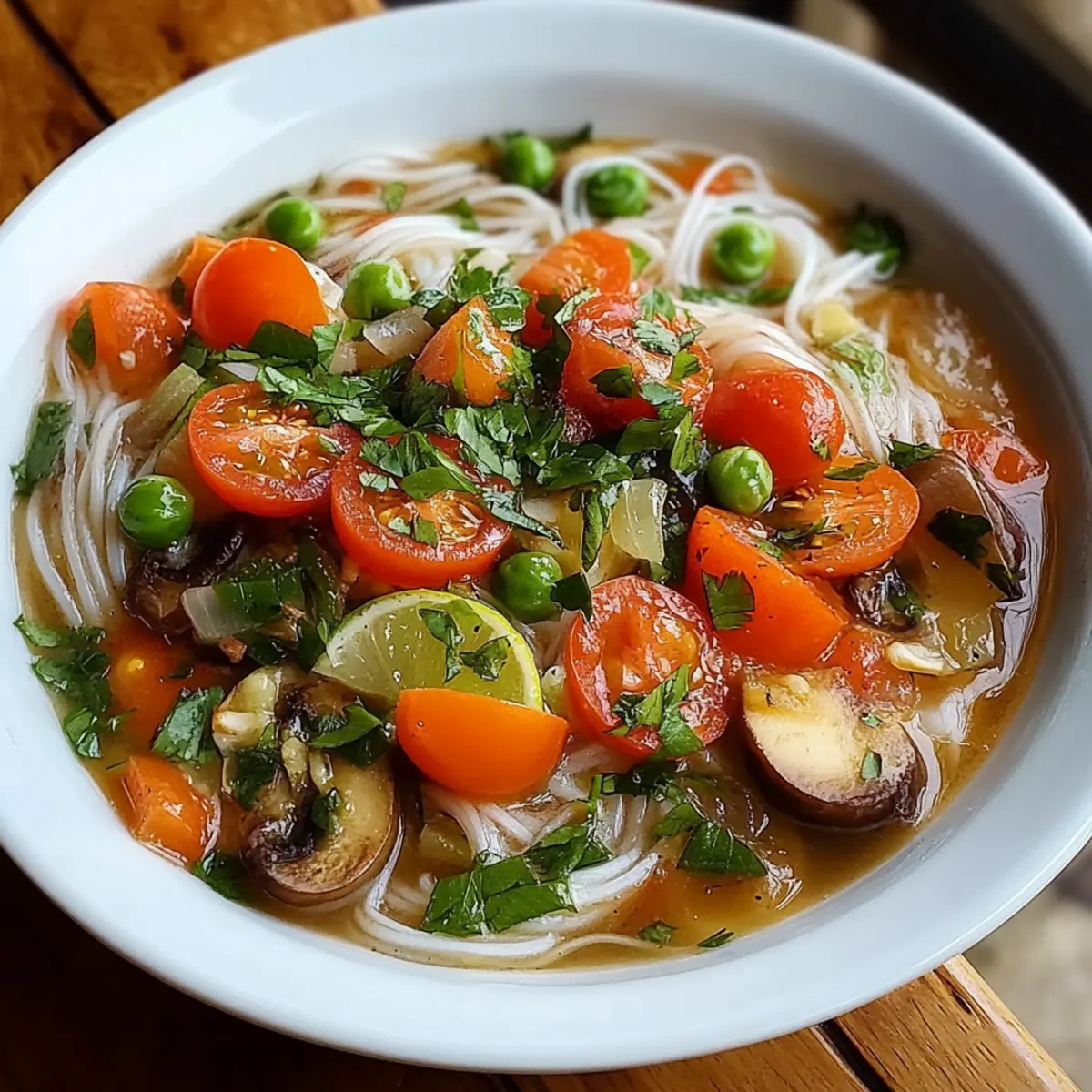 Healing Ginger Garlic Broth with Rice Noodles