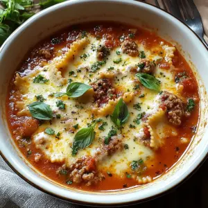 Hearty Cheesy Italian Lasagna Soup with Savory Herbs