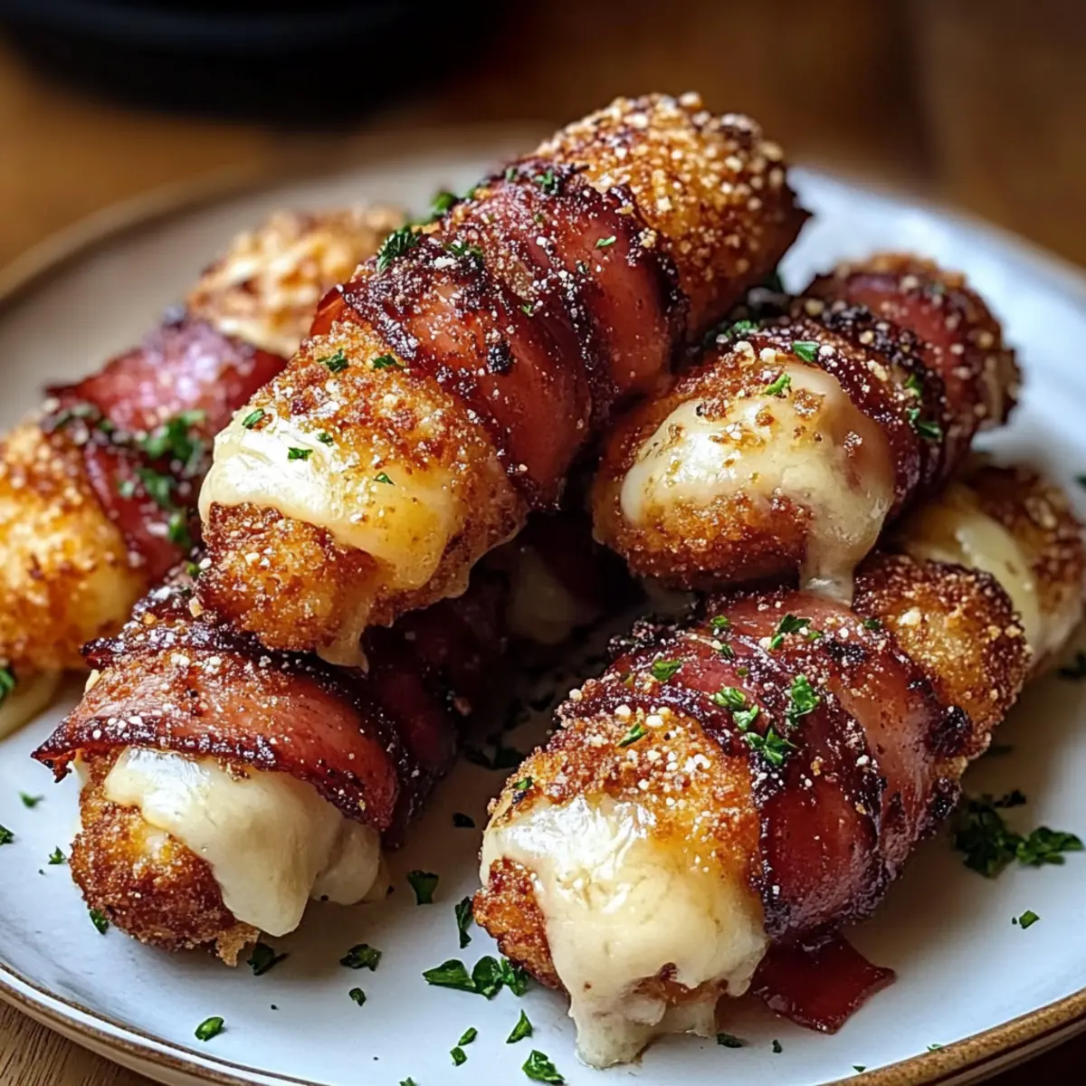Low Carb Nashville Hot Bacon Wrapped Mozzarella Sticks