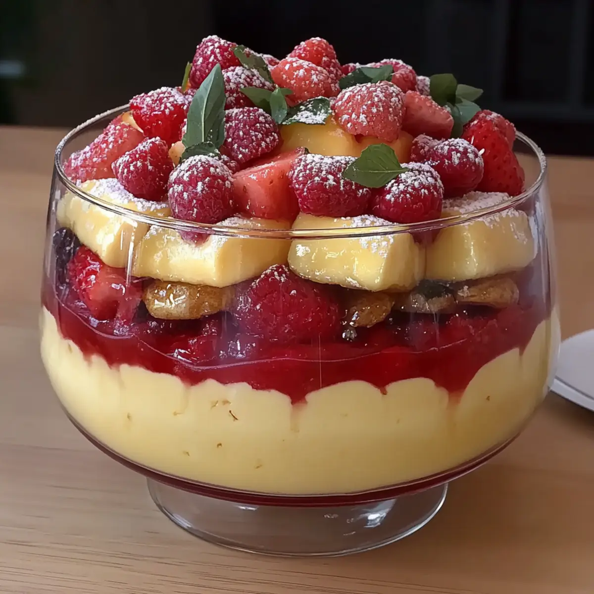 Raspberry and Almond Trifle