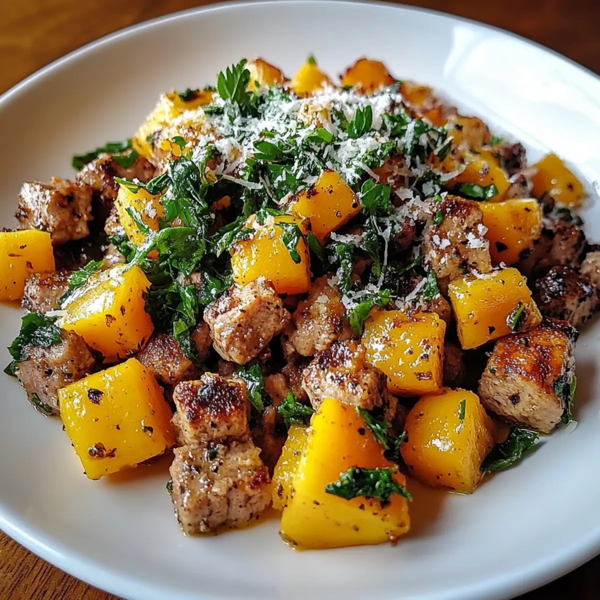 Roasted Butternut Squash With Ground Turkey