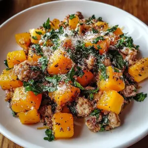 Roasted Butternut Squash With Ground Turkey