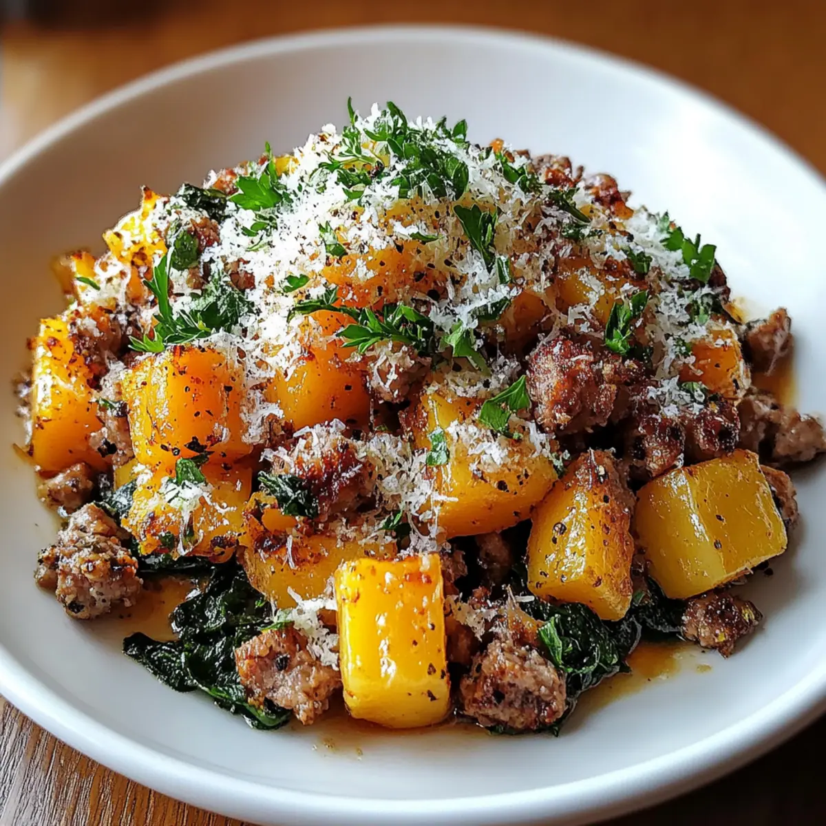 Roasted Butternut Squash With Ground Turkey