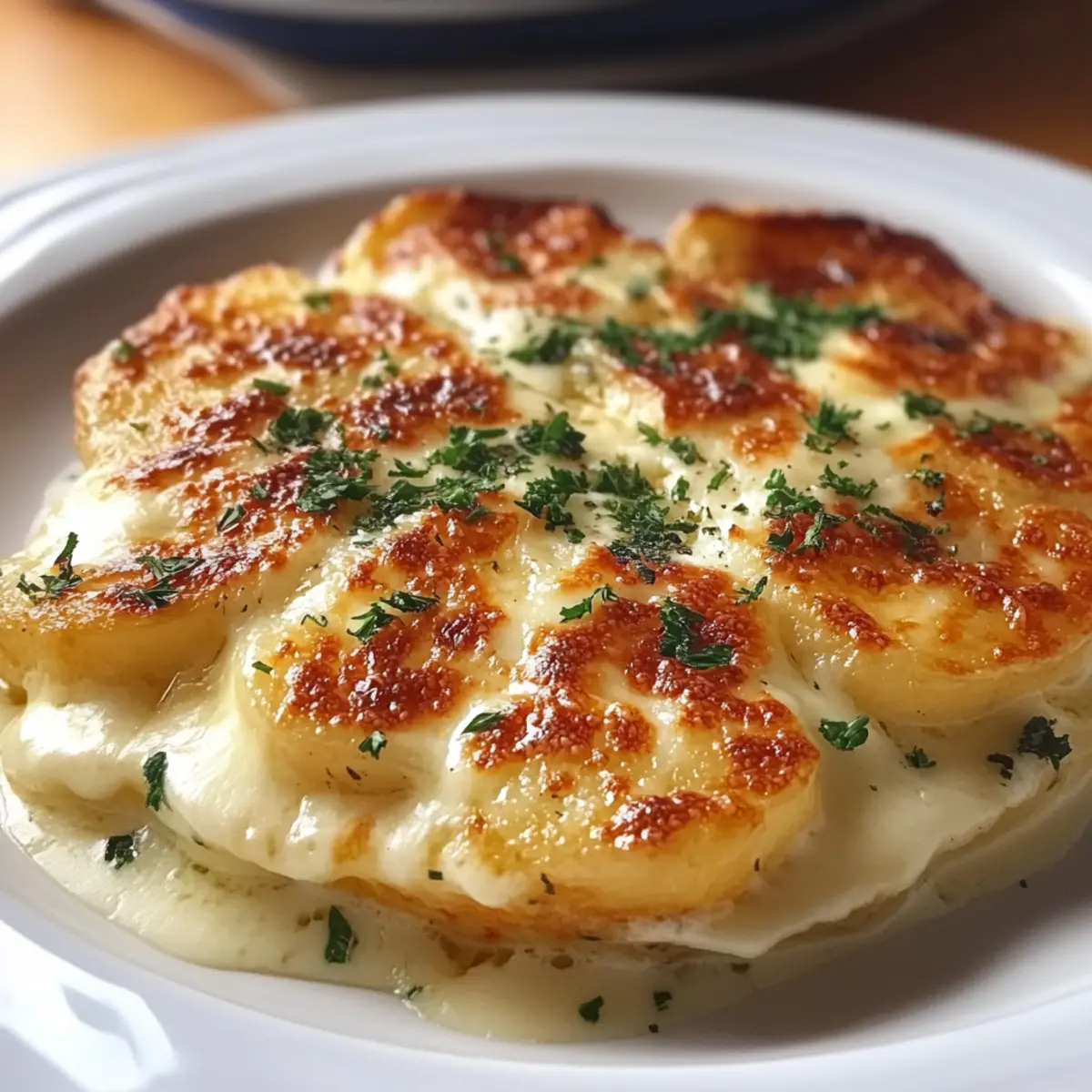 Roasted Garlic Potatoes au Gratin