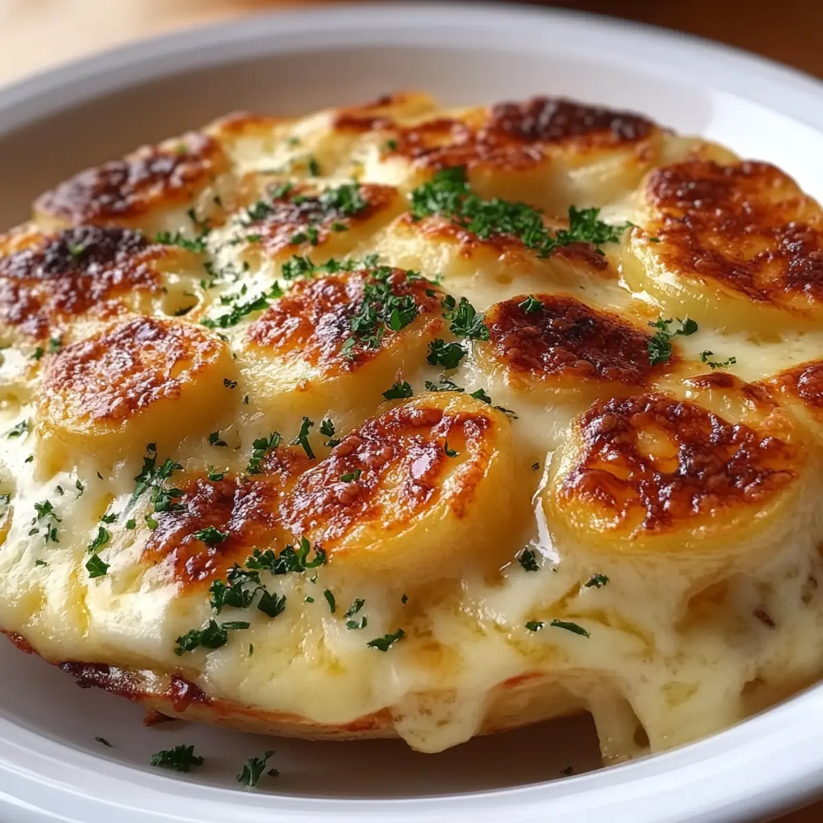 Roasted Garlic Potatoes au Gratin