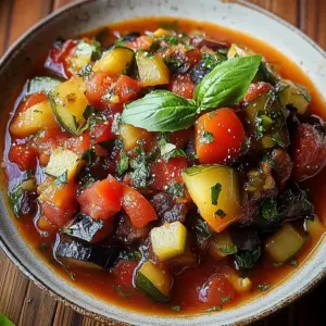 Savory Rustic Ratatouille Soup with Fresh Basil