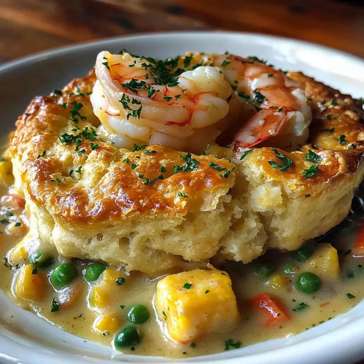 Shrimp & Lobster Cheddar Bay Biscuit Pot Pie