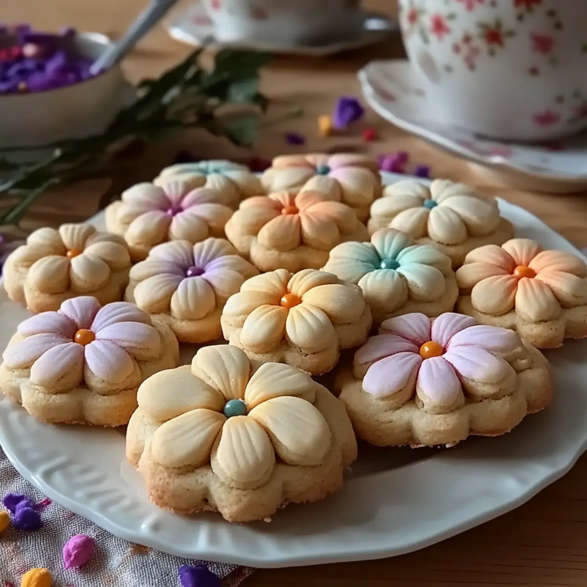 Spring Flower Shortbread Cookies