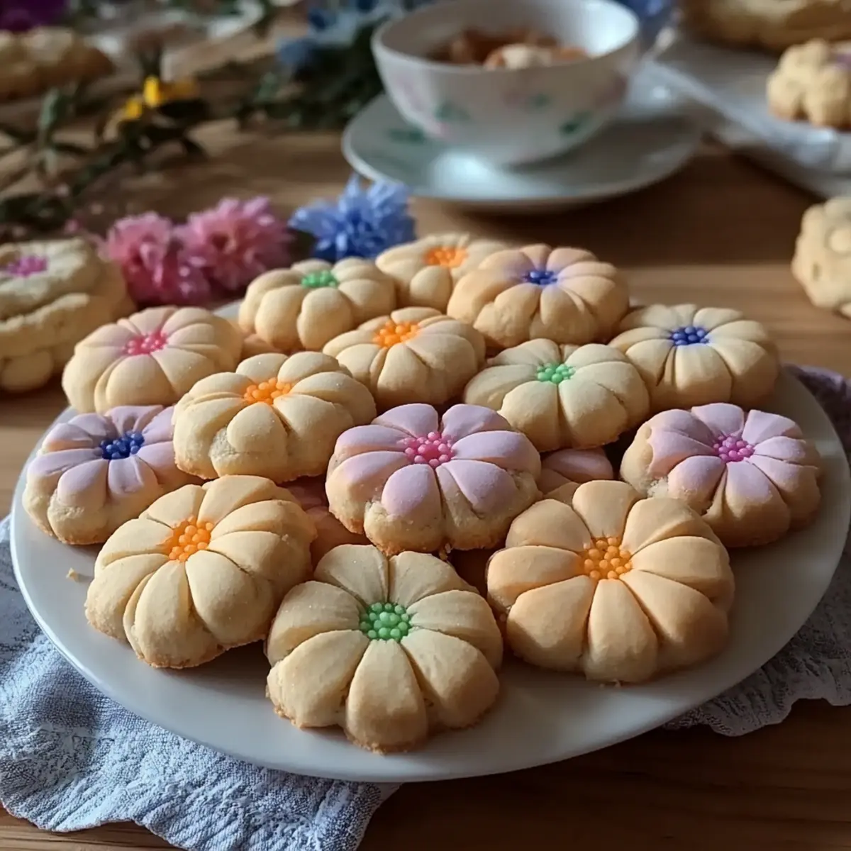 Spring Flower Shortbread Cookies