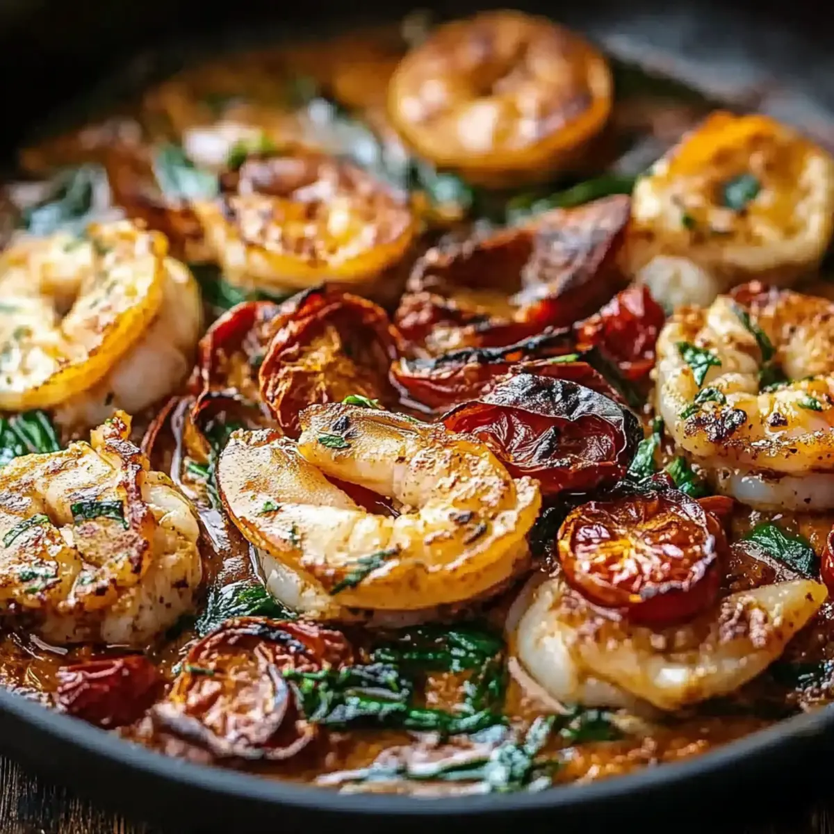 Tuscan Shrimp with Spinach, Artichokes