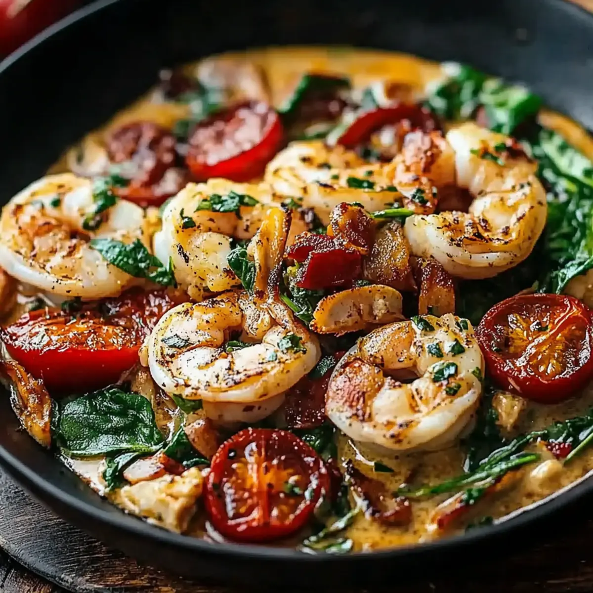 Tuscan Shrimp with Spinach, Artichokes