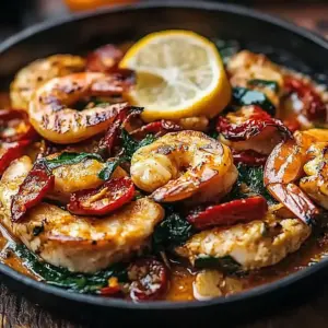 Tuscan Shrimp with Spinach, Artichokes