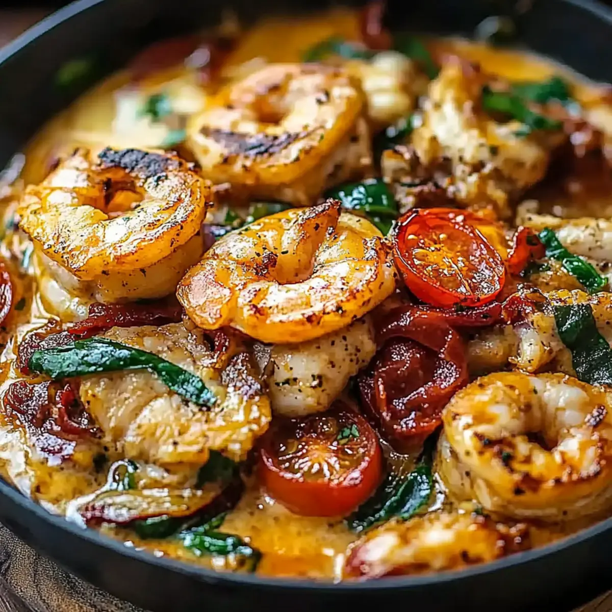Tuscan Shrimp with Spinach, Artichokes