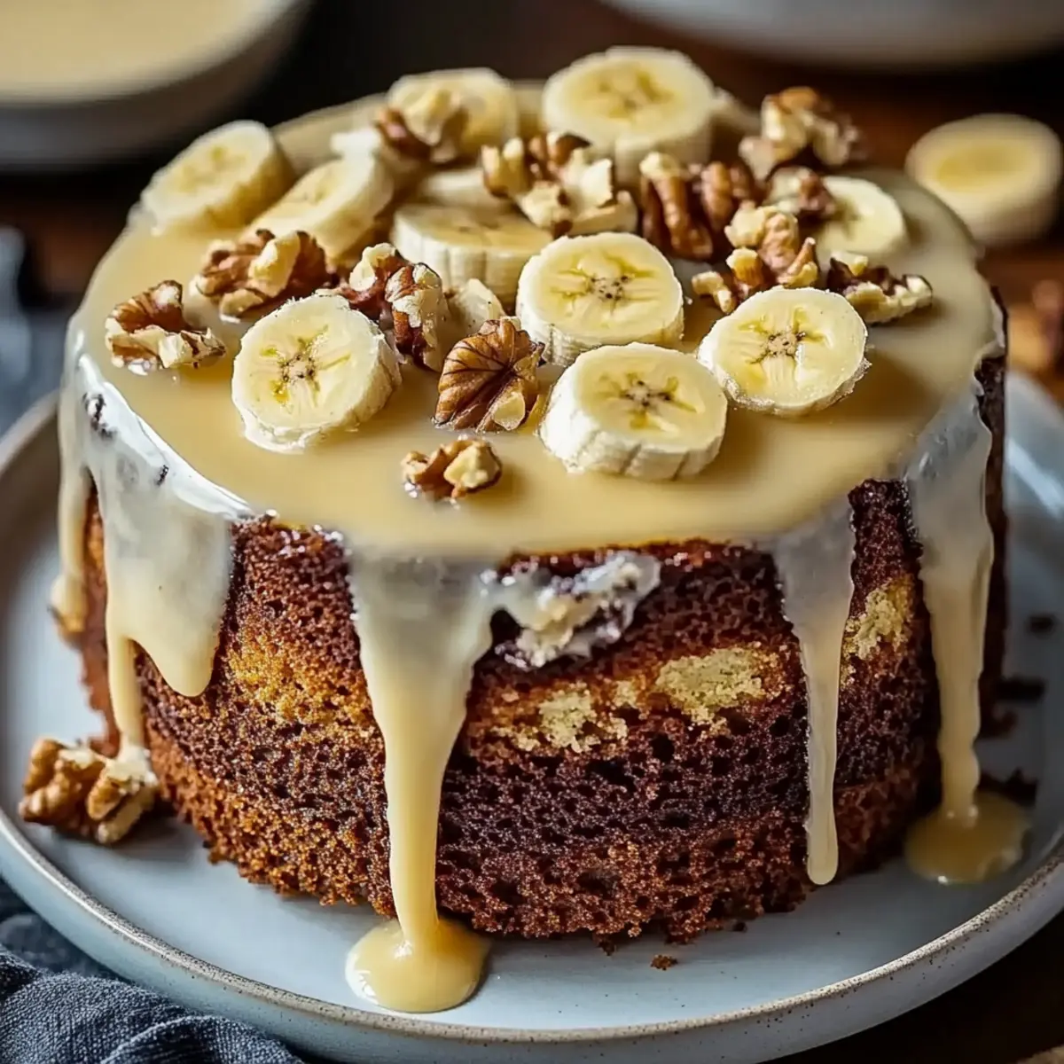 Vanilla Banana Walnut Cake