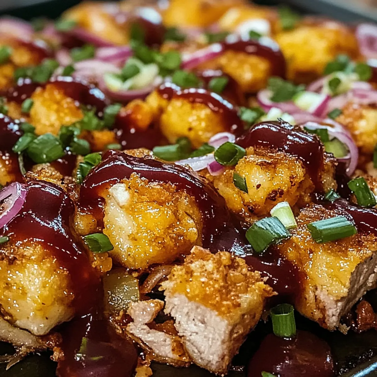BBQ Chicken Tater Tot Casserole
