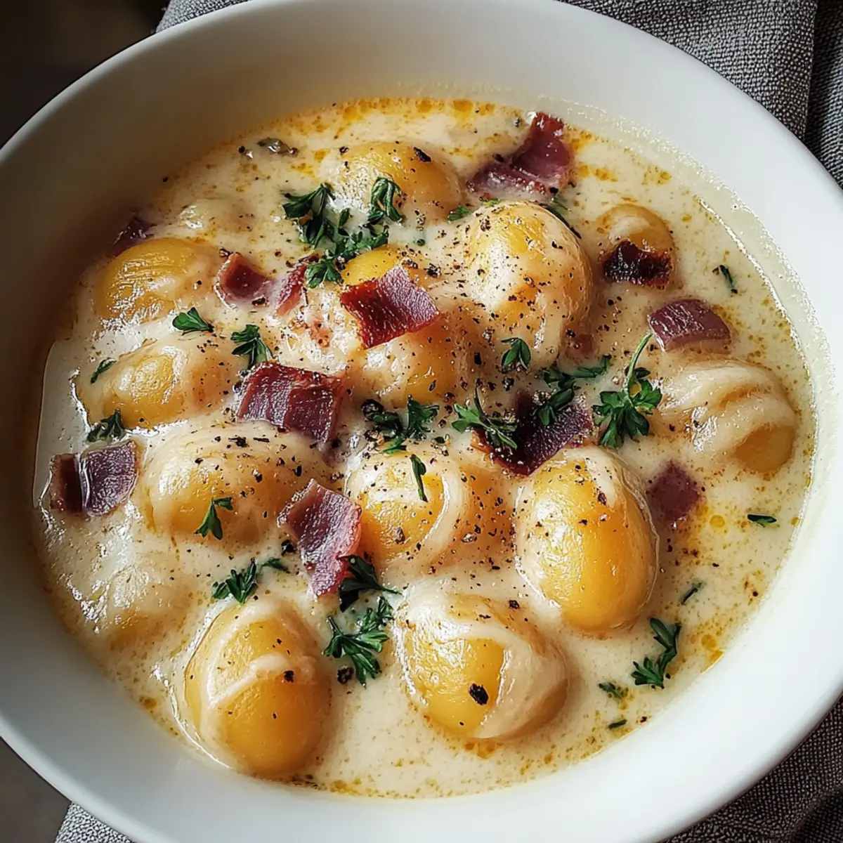 Bacon Cheddar Gnocchi Soup
