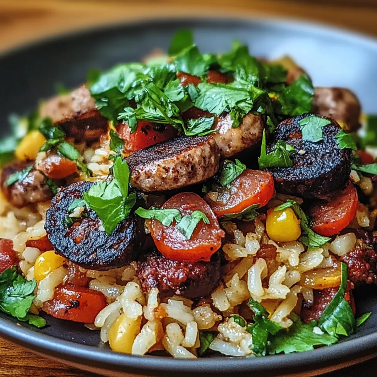 Black Beans, Sausage and Rice Skillet