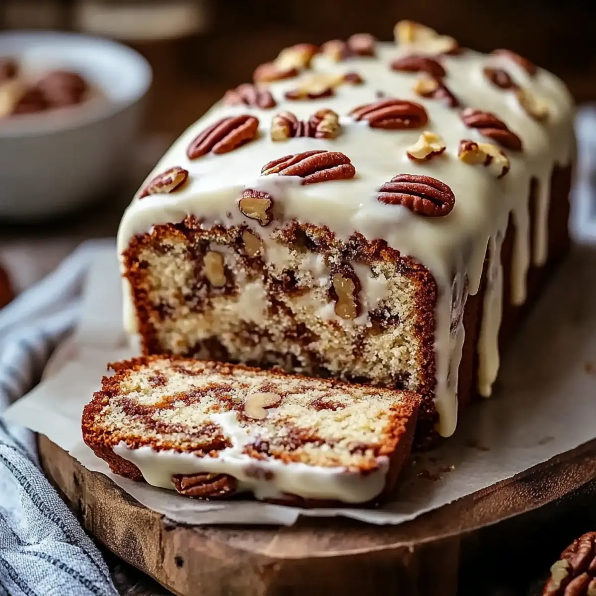 Butter Pecan Cake Loaf with Cream Cheese Icing