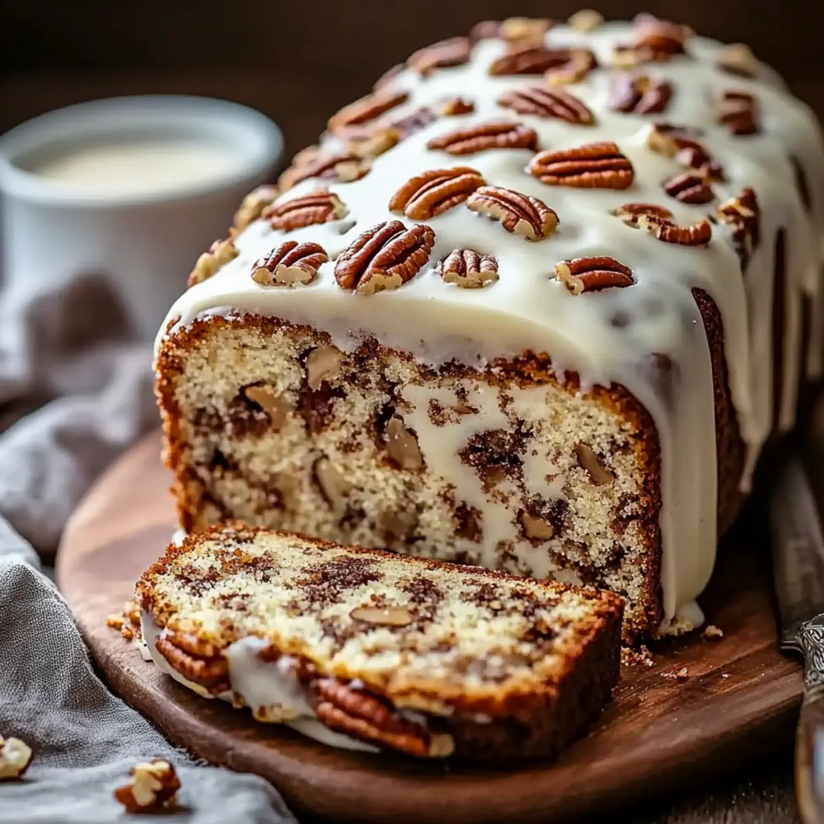 Butter Pecan Cake Loaf with Cream Cheese Icing