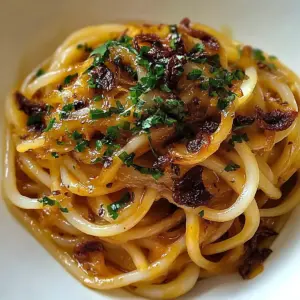 Caramelized Onion Pasta with Chilli Oil