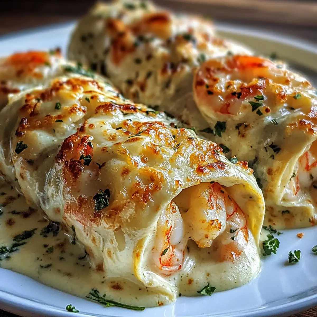 Cheesy Shrimp Alfredo Roll-Ups