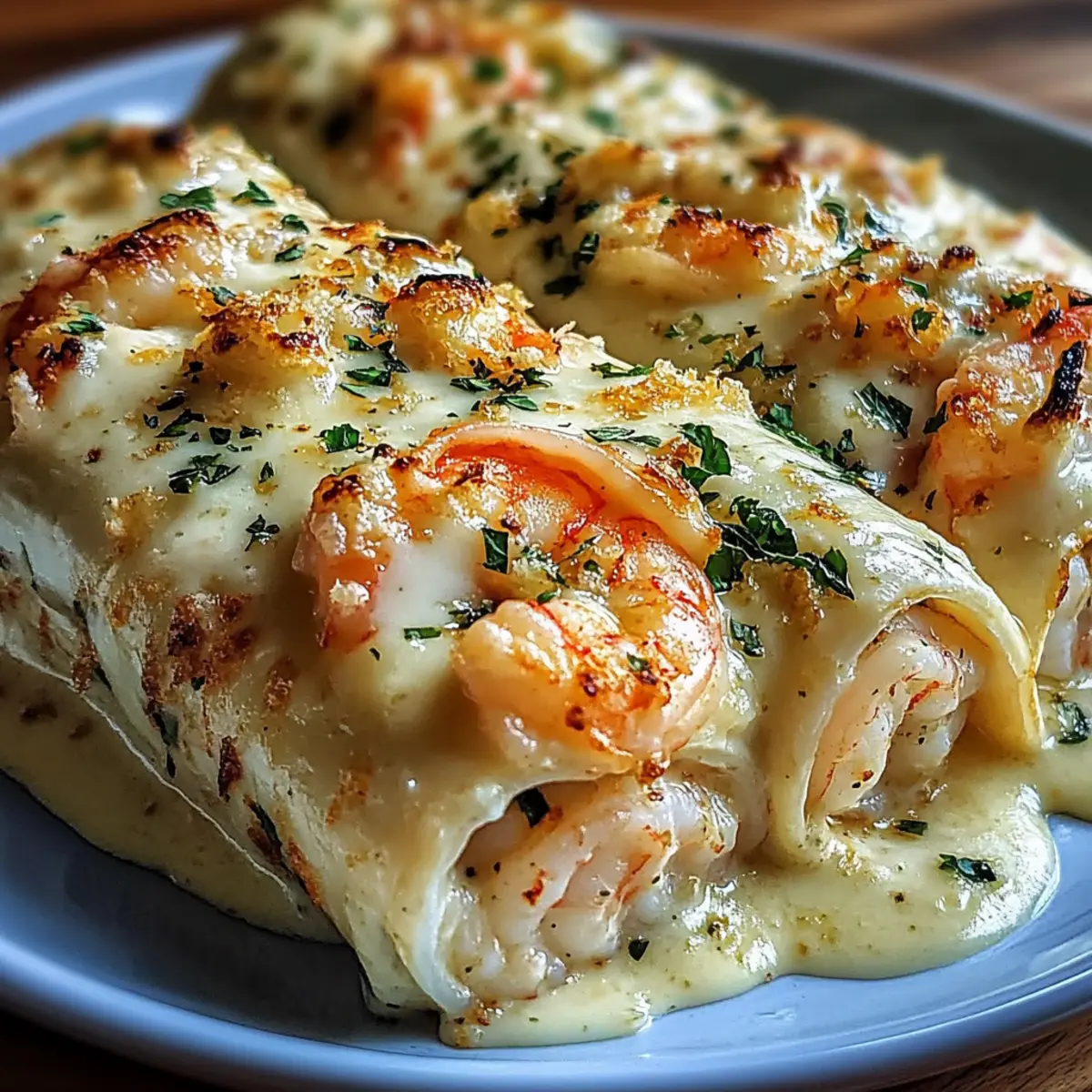 Cheesy Shrimp Alfredo Roll-Ups