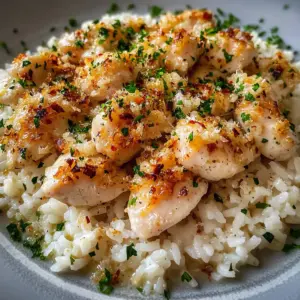 Chicken Scampi with Garlic Parmesan Rice