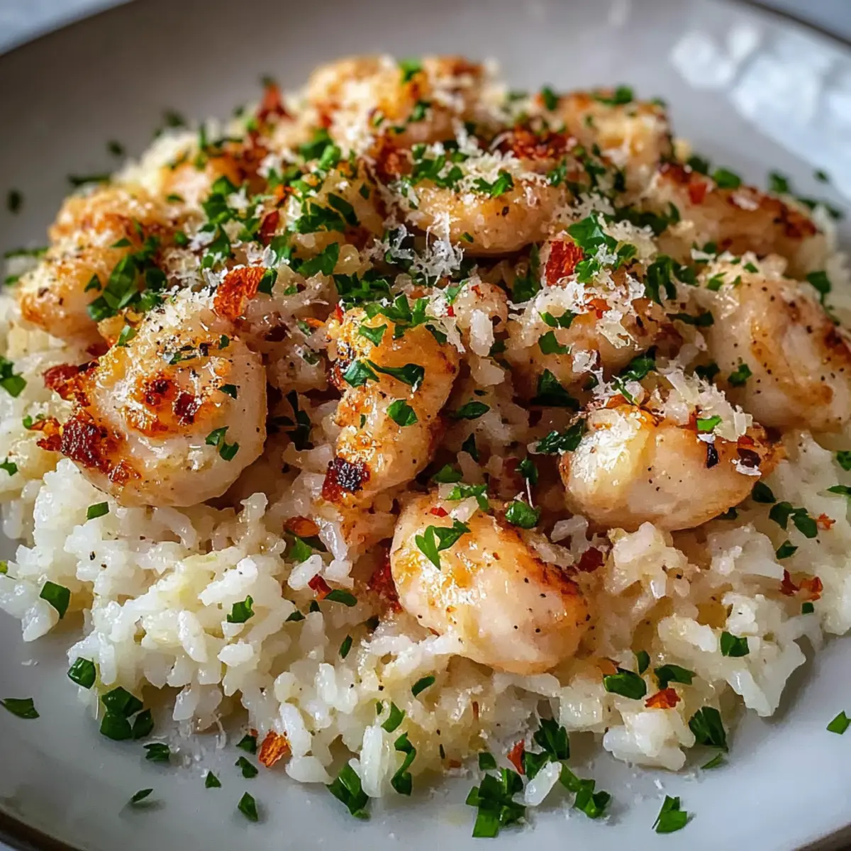 Chicken Scampi with Garlic Parmesan Rice