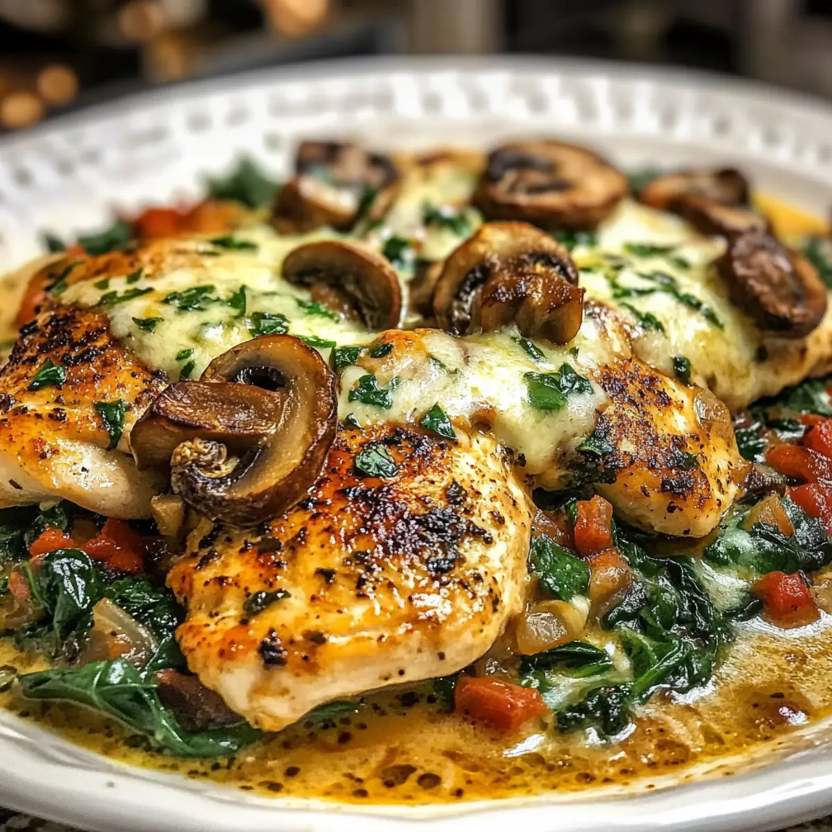 Chicken Spinach Mushroom Low Carb Oven Dish