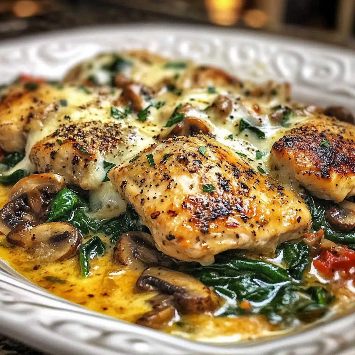 Chicken Spinach Mushroom Low Carb Oven Dish