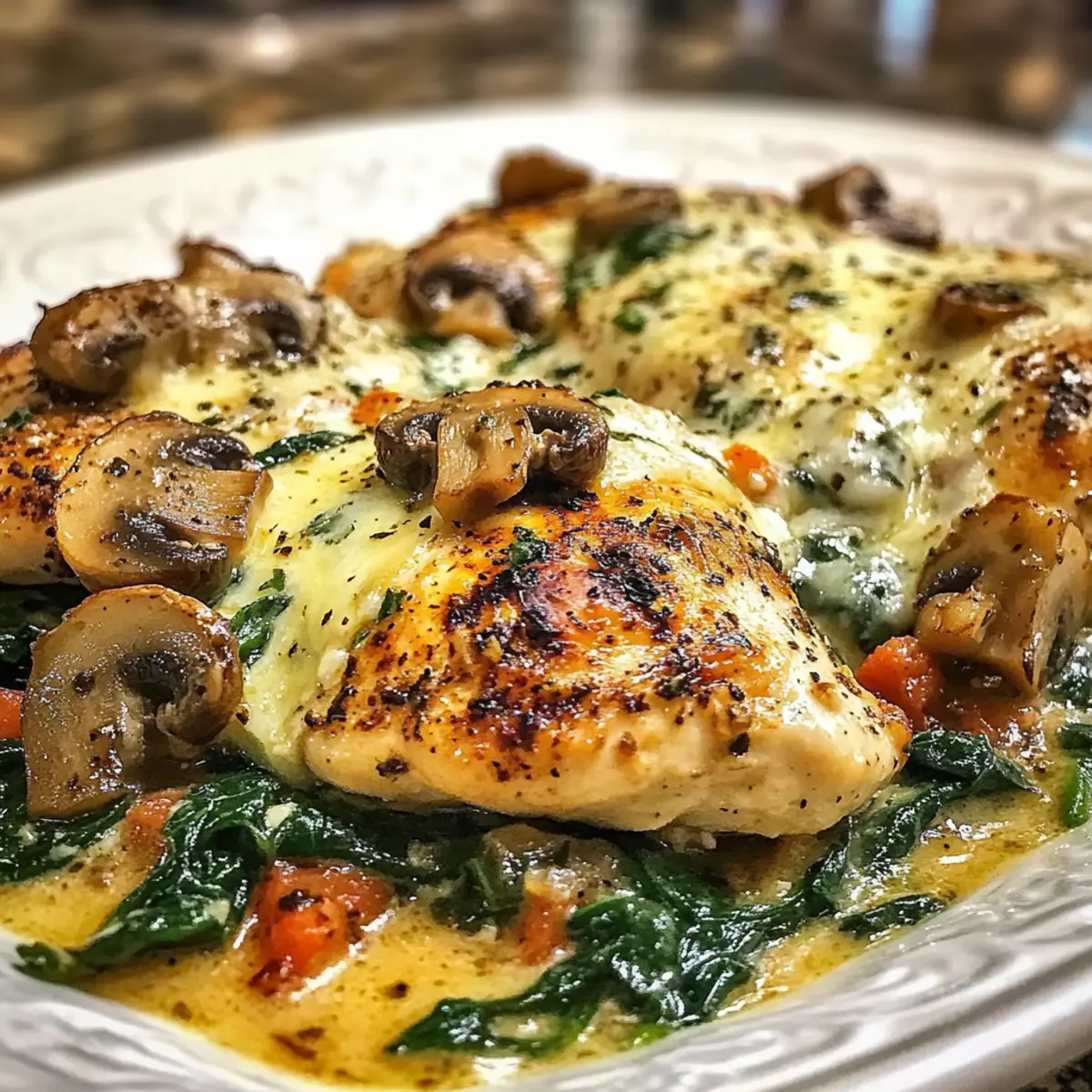 Chicken Spinach Mushroom Low Carb Oven Dish
