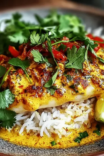 Coconut Lime Fish Curry with Jasmine Rice