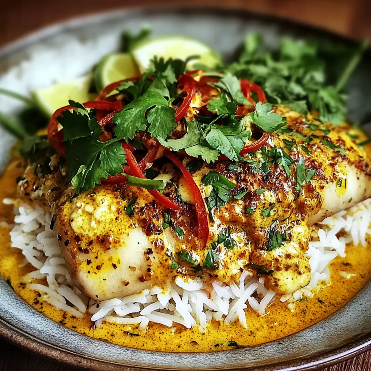 Coconut Lime Fish Curry with Jasmine Rice