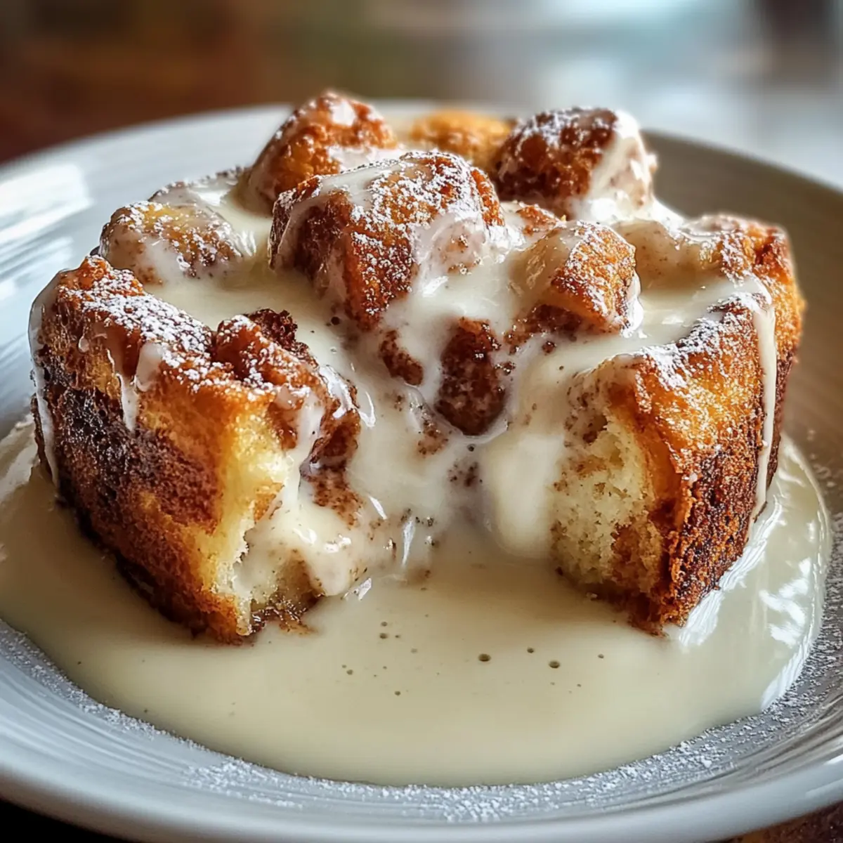 Creamy Eggnog Donut Bread Pudding