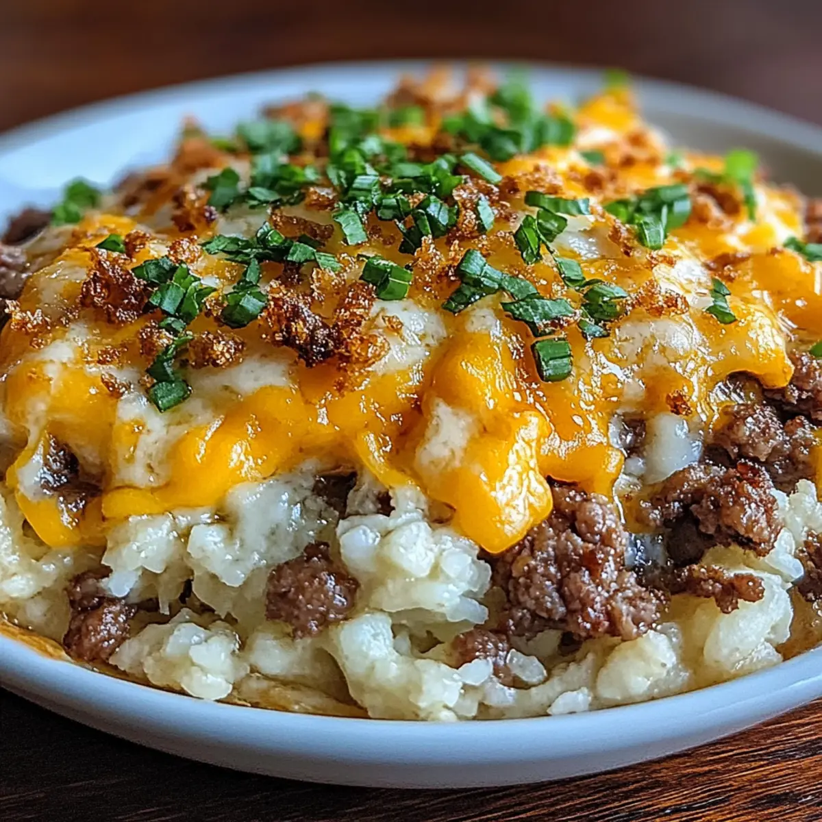 Creamy Garlic Butter Beef and Cheddar Rice