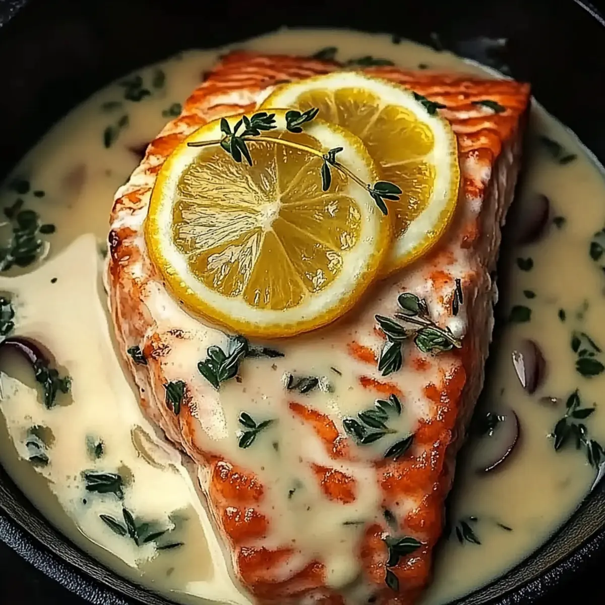 Creamy Lemon Garlic Salmon Piccata