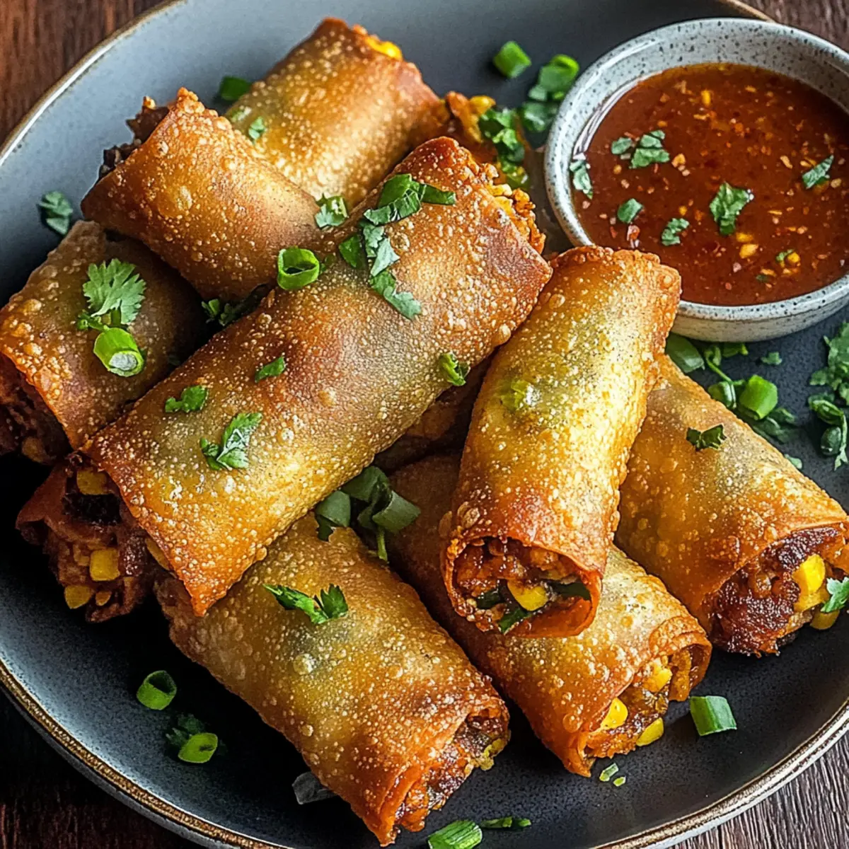 Crispy Baked Southwest Chicken Eggrolls with Spicy Dipping Sauce