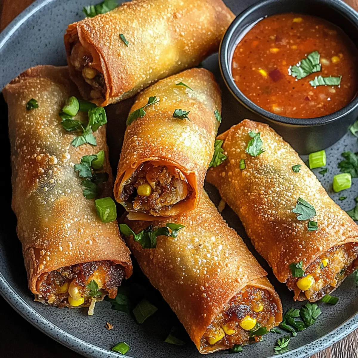 Crispy Baked Southwest Chicken Eggrolls with Spicy Dipping Sauce