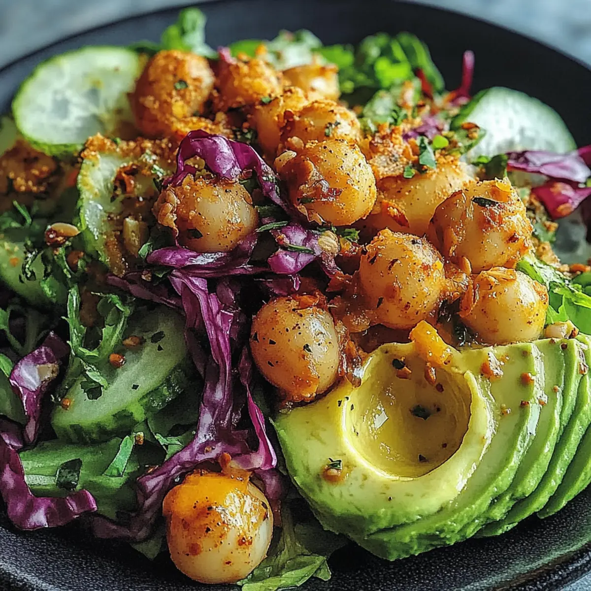 Divorce Salad with Spicy Chickpeas and Tangy Avocado Dressing