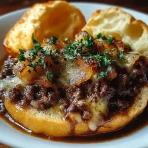French Onion Beef Stew with Cheesy Bread Topping