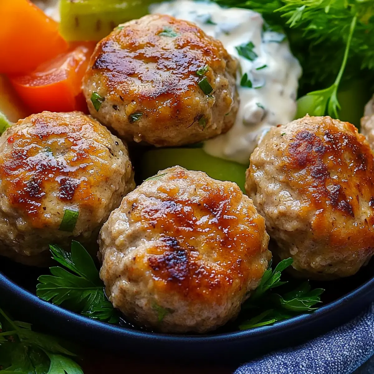 Greek Turkey Meatballs with Tzatziki