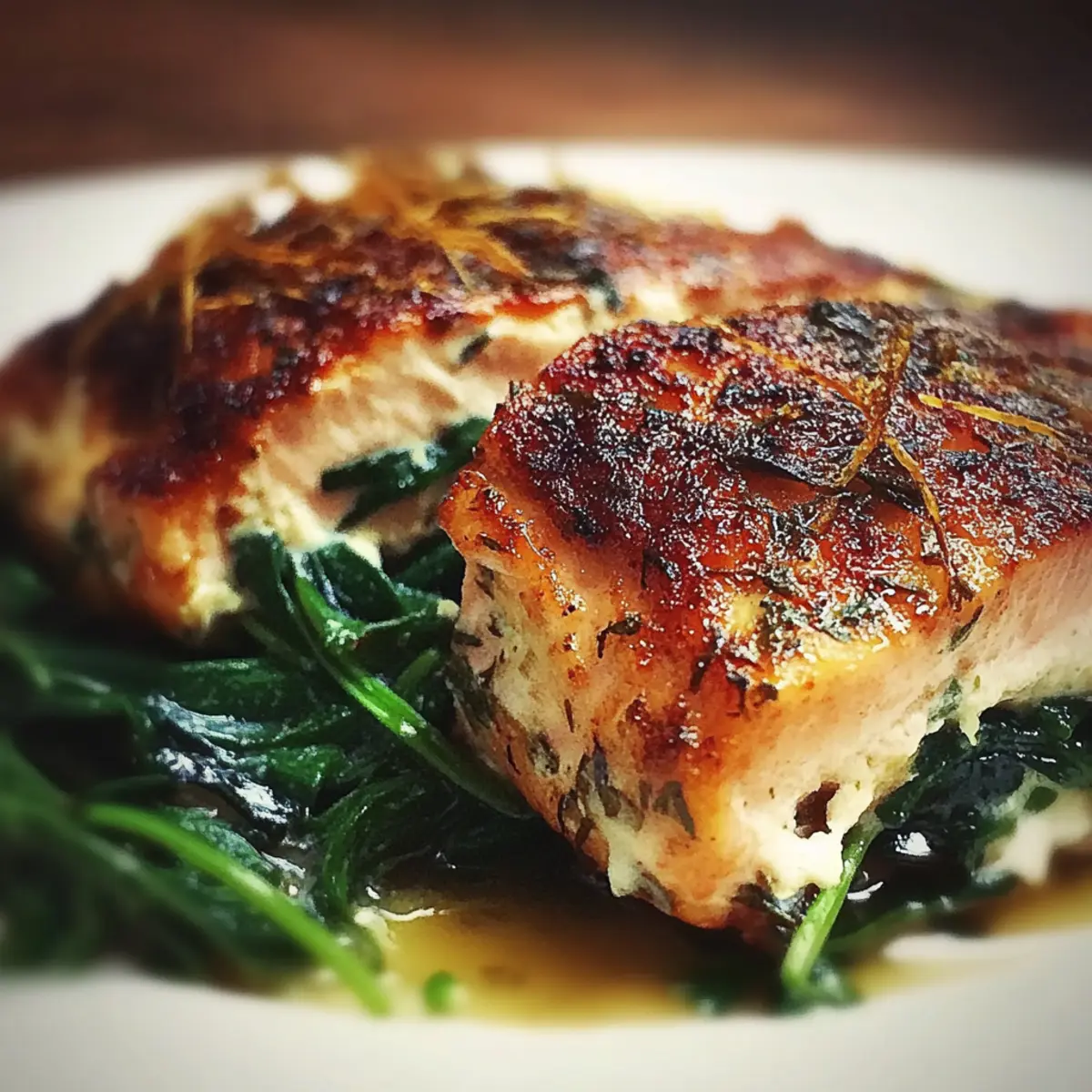 Healthy Blackened Salmon with Spinach & Parmesan Filling
