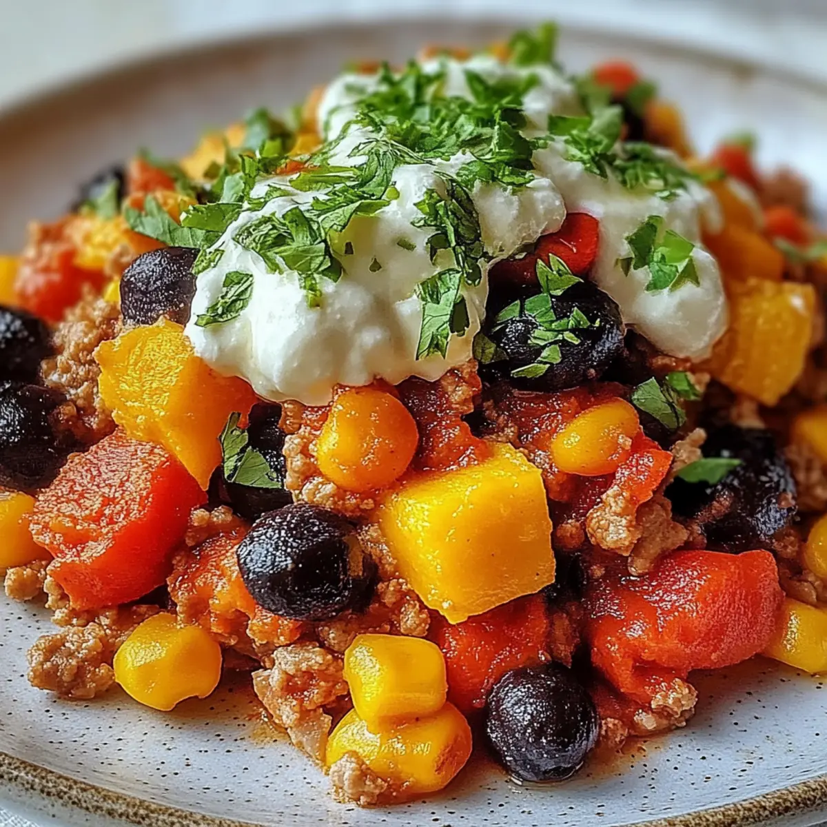 Healthy Sweet Potato and Ground Turkey Bake
