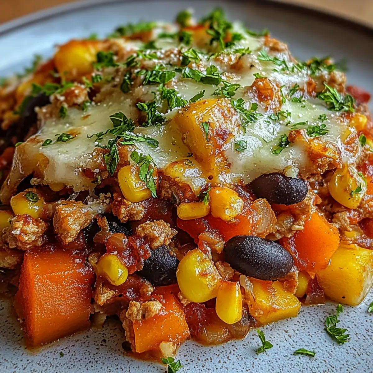 Healthy Sweet Potato and Ground Turkey Bake