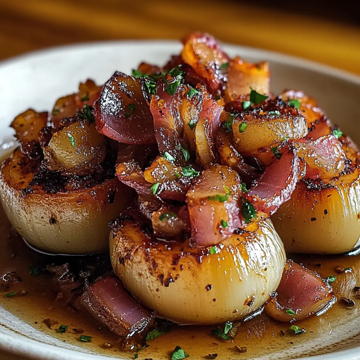 Honey-Glazed Shallots with Crispy Bacon