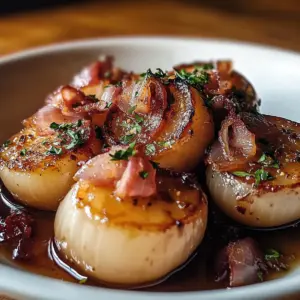 Honey-Glazed Shallots with Crispy Bacon