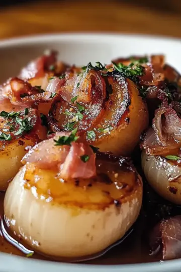 Honey-Glazed Shallots with Crispy Bacon